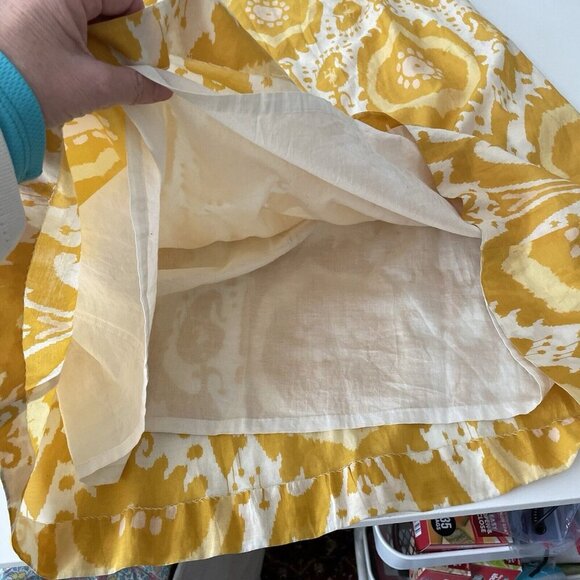 J. Crew Collection Triangle Maxi Dress Sundress Yellow Batik Silk Cotton Size 0 - Picture 7 of 11